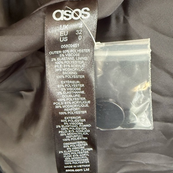 ASOS Black Trench Peacoat Skater Coat Size 4 - Picture 7 of 7